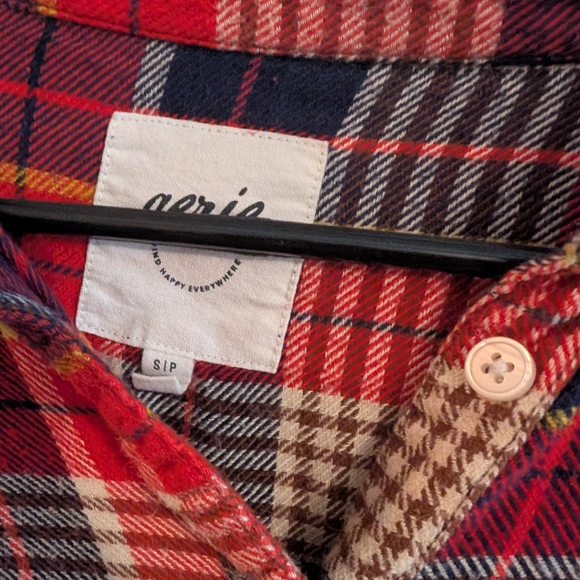 Aerie Red and Blue Plaid Shirt - Picture 3 of 3